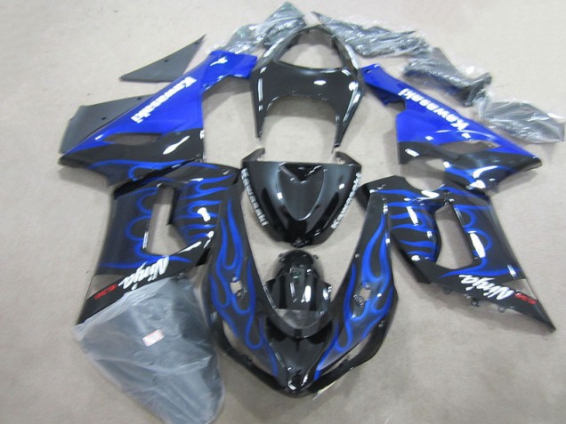 Kawasaki ZX6R 05-06 - Ninja 636 de llama azul y negra Kawasaki ZX6R 05-06 - Ninja 636 de llama azul y negra