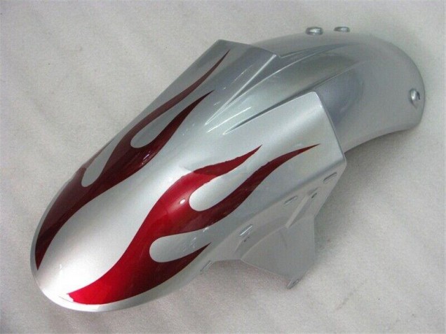 Kawasaki ZX6R 05-06 - Plata Rojo Llamas