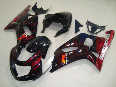 Suzuki GSXR 750 K1 K2 K3 01-03 - Negro Rojo Llama