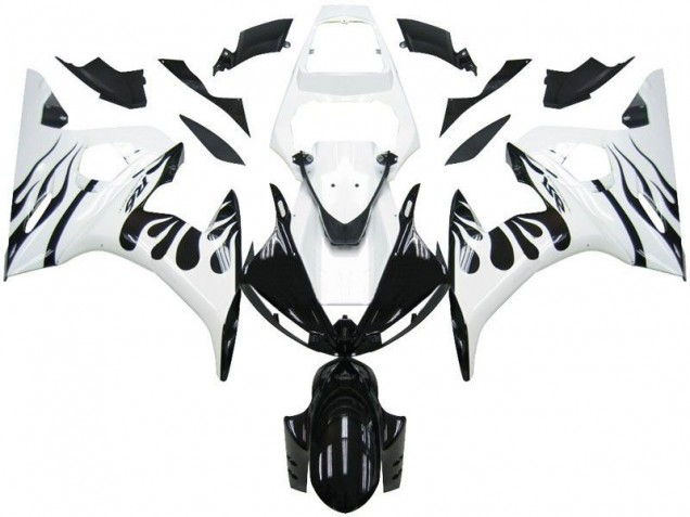 Yamaha R6 03-05 - Blanco Llama Negro Yamaha R6 03-05 - Blanco Llama Negro