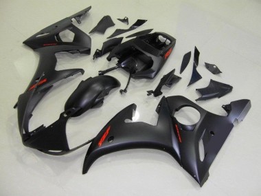 Yamaha R6 03-05 - Negro Mate Rojo Calcomanías