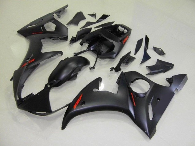 Yamaha R6 03-05 - Negro Mate Rojo Calcomanías