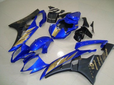 Yamaha R6 06-07 - Pegatina negra azul con dorada
