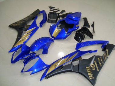 Yamaha R6 06-07 - Pegatina negra azul con dorada