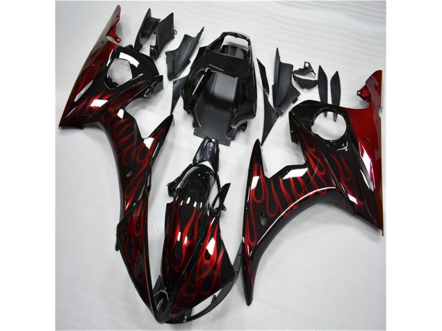 Yamaha R6 03-05 - Negro Rojo Llama