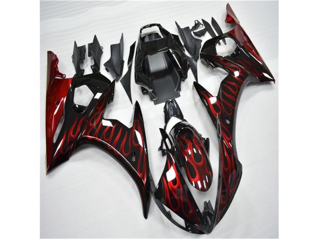 Yamaha R6 03-05 - Negro Rojo Llama